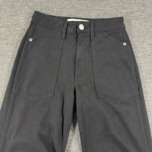 AMO Severine Cargo Pants Womens 23 Black High Rise Wide Leg Utility Casual